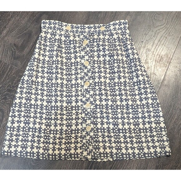 Banana Republic Navy and Cream Checkered Pencil Skirt - Picture 1 of 4